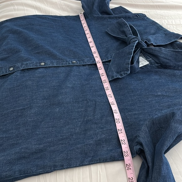 NWT, J. Crew Indigo Denim Blouse with Bow - Picture 5 of 9